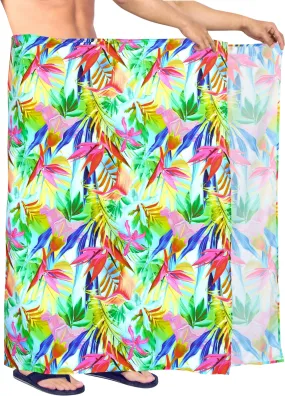 La Leela Women's Hawaiian Bikini Beach Wrap Sheer Sarong Swimming Bathing suit Beachwear Swim Dress Pareo Cover up Long 78"X42"  Green 913589