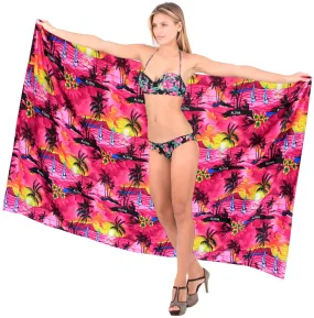 LA LEELA Women's Swimwear Pareo Sarong Bikini Coverups Tie One Size Pink_V653