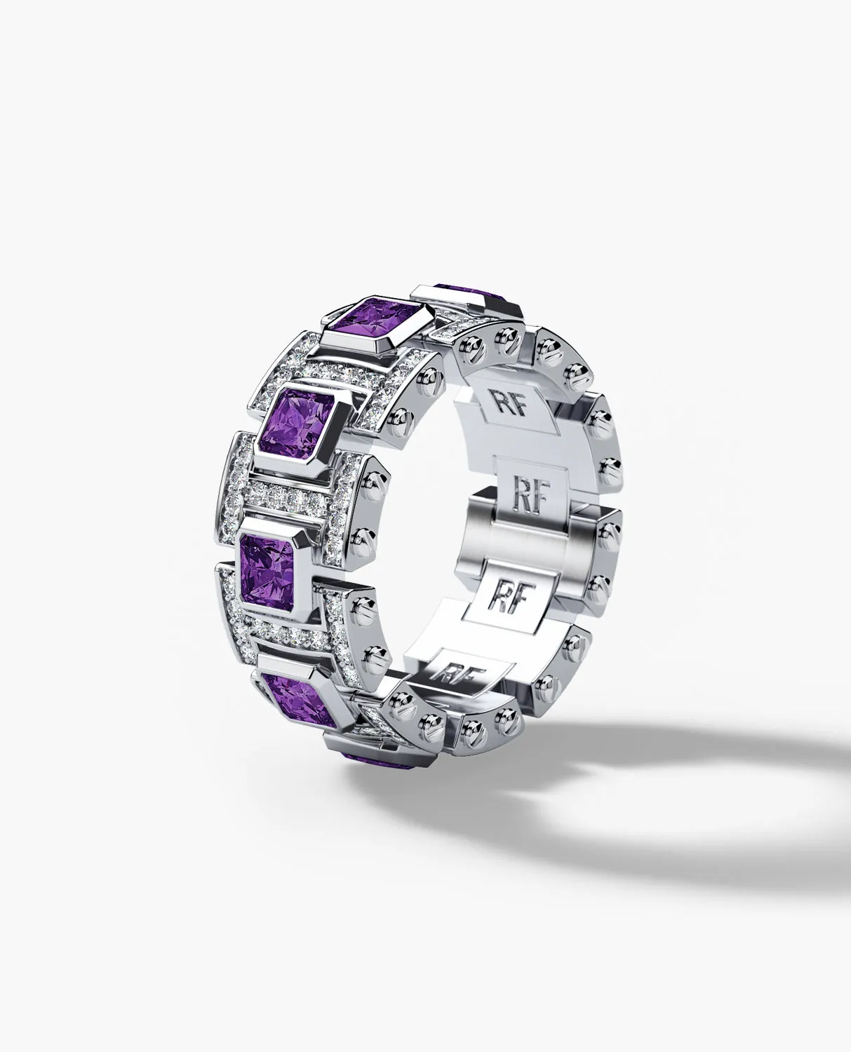 LA PAZ Gold Ring with 4.70ct Amethysts and Diamonds