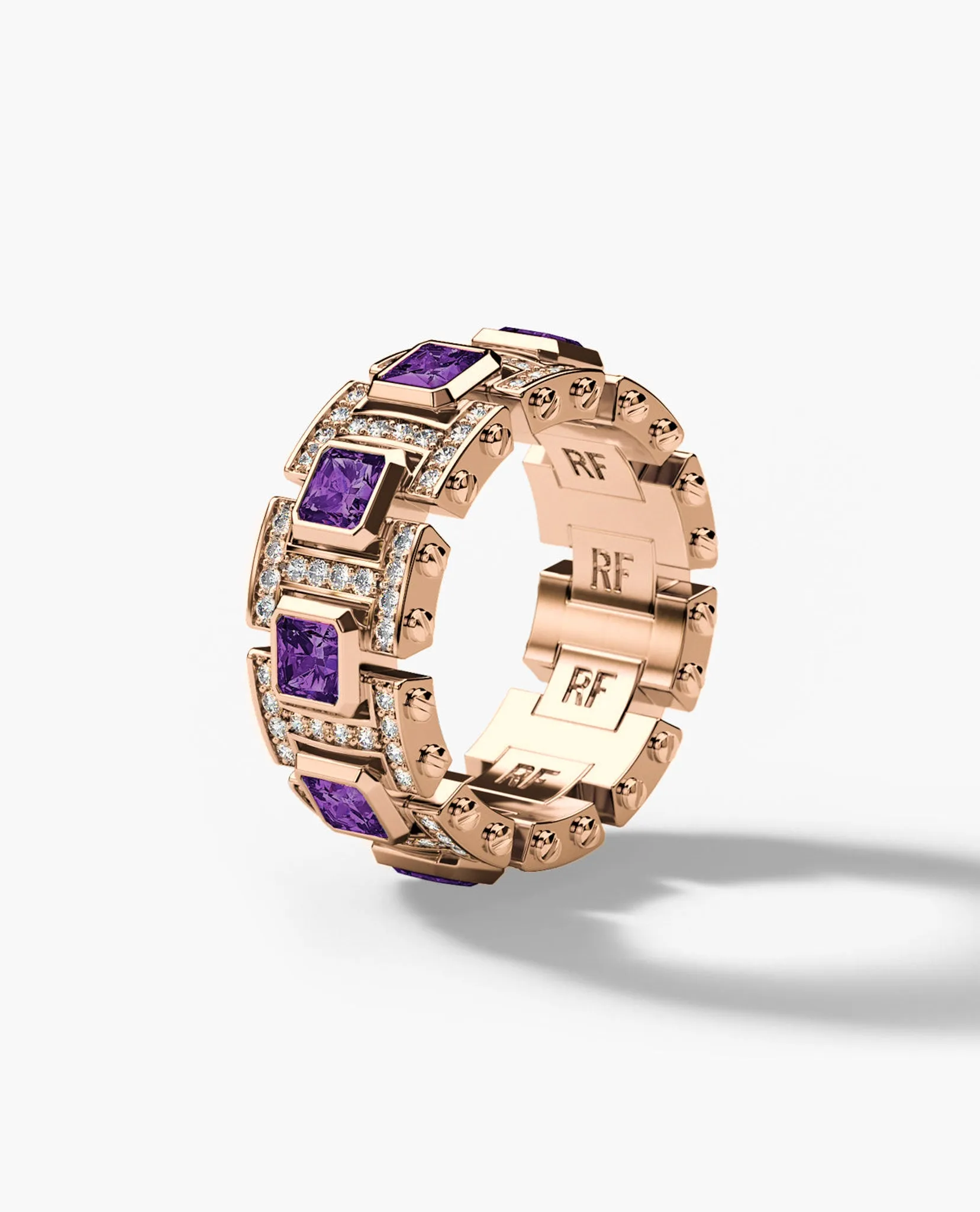 LA PAZ Gold Ring with 4.70ct Amethysts and Diamonds