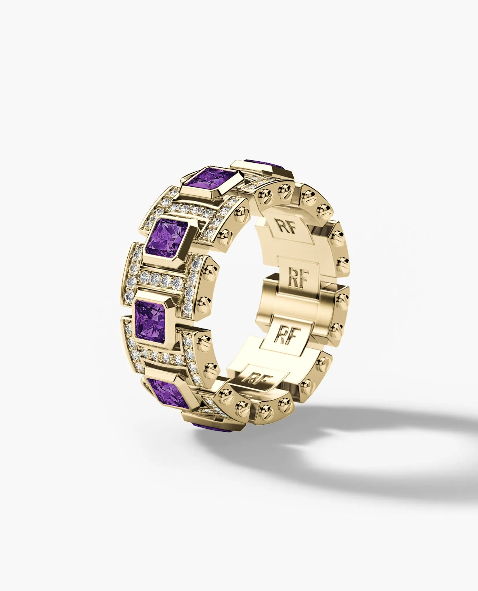 LA PAZ Gold Ring with 4.70ct Amethysts and Diamonds