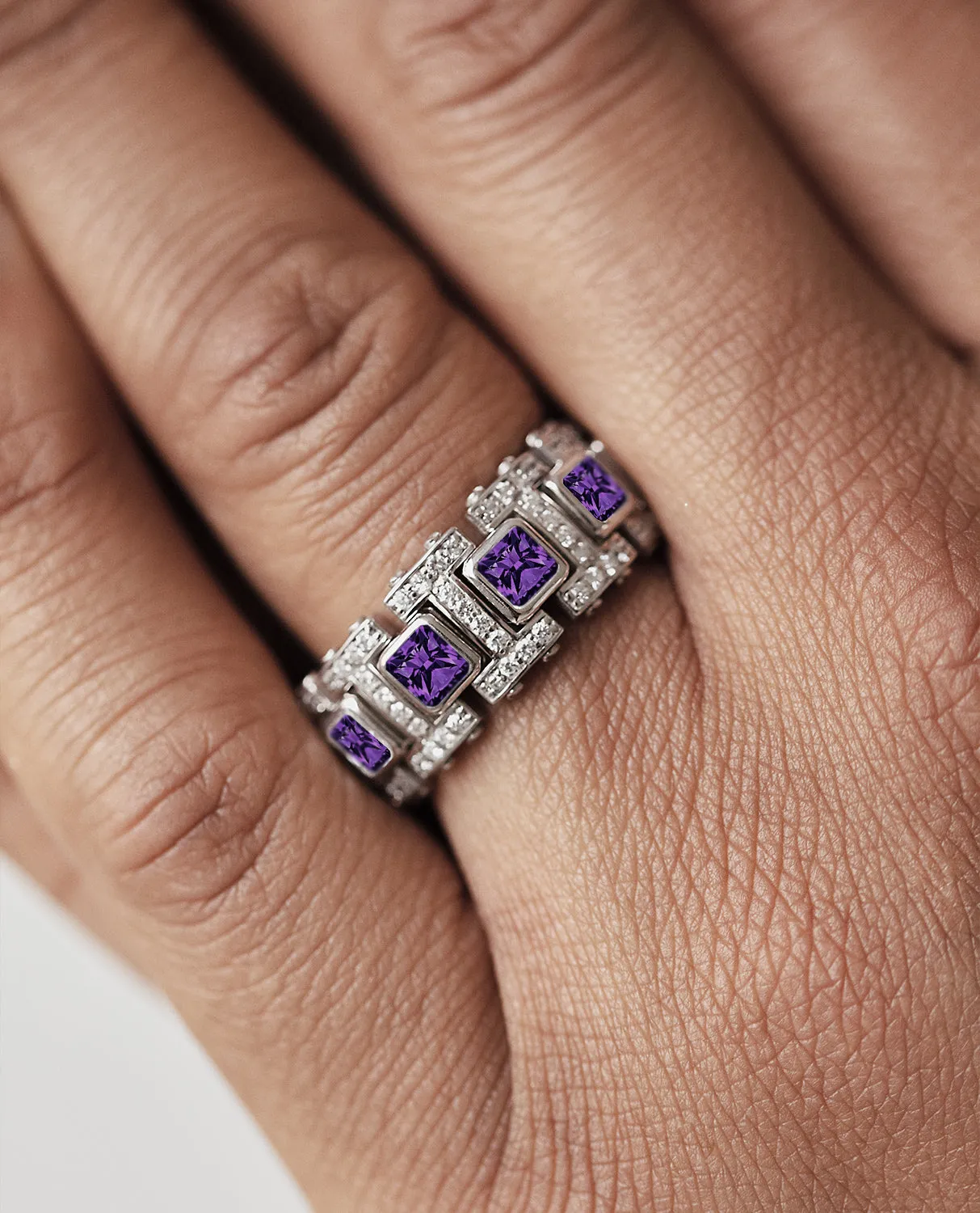LA PAZ Gold Ring with 4.70ct Amethysts and Diamonds