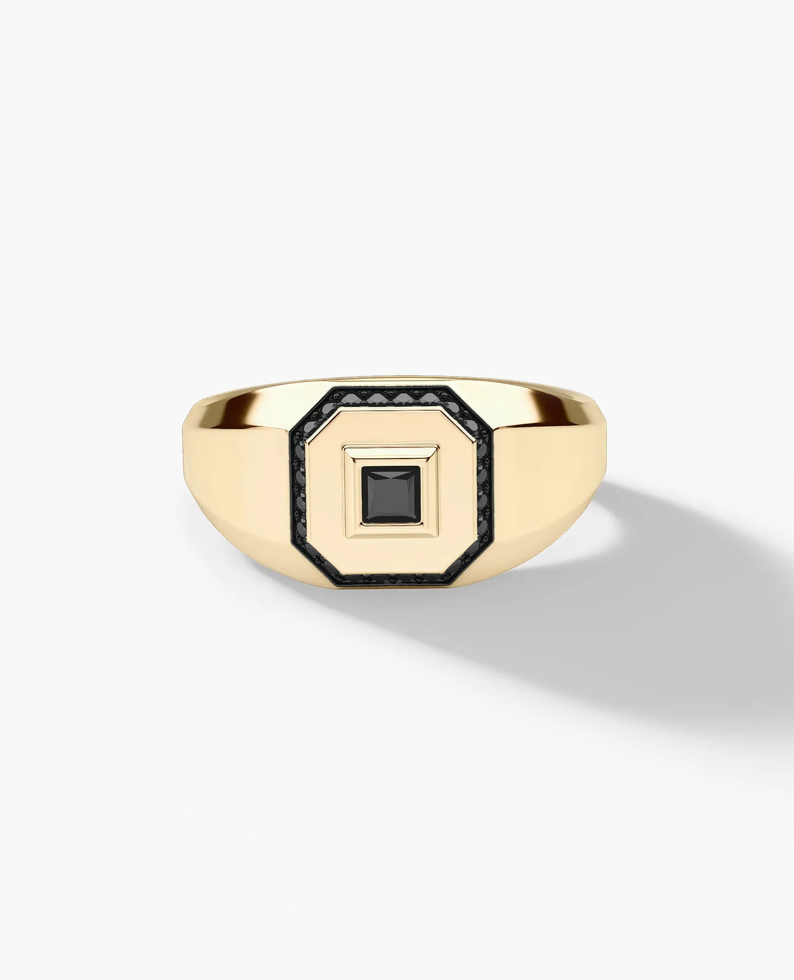 LA PAZ Gold Signet Ring with 0.20ct Black Diamonds