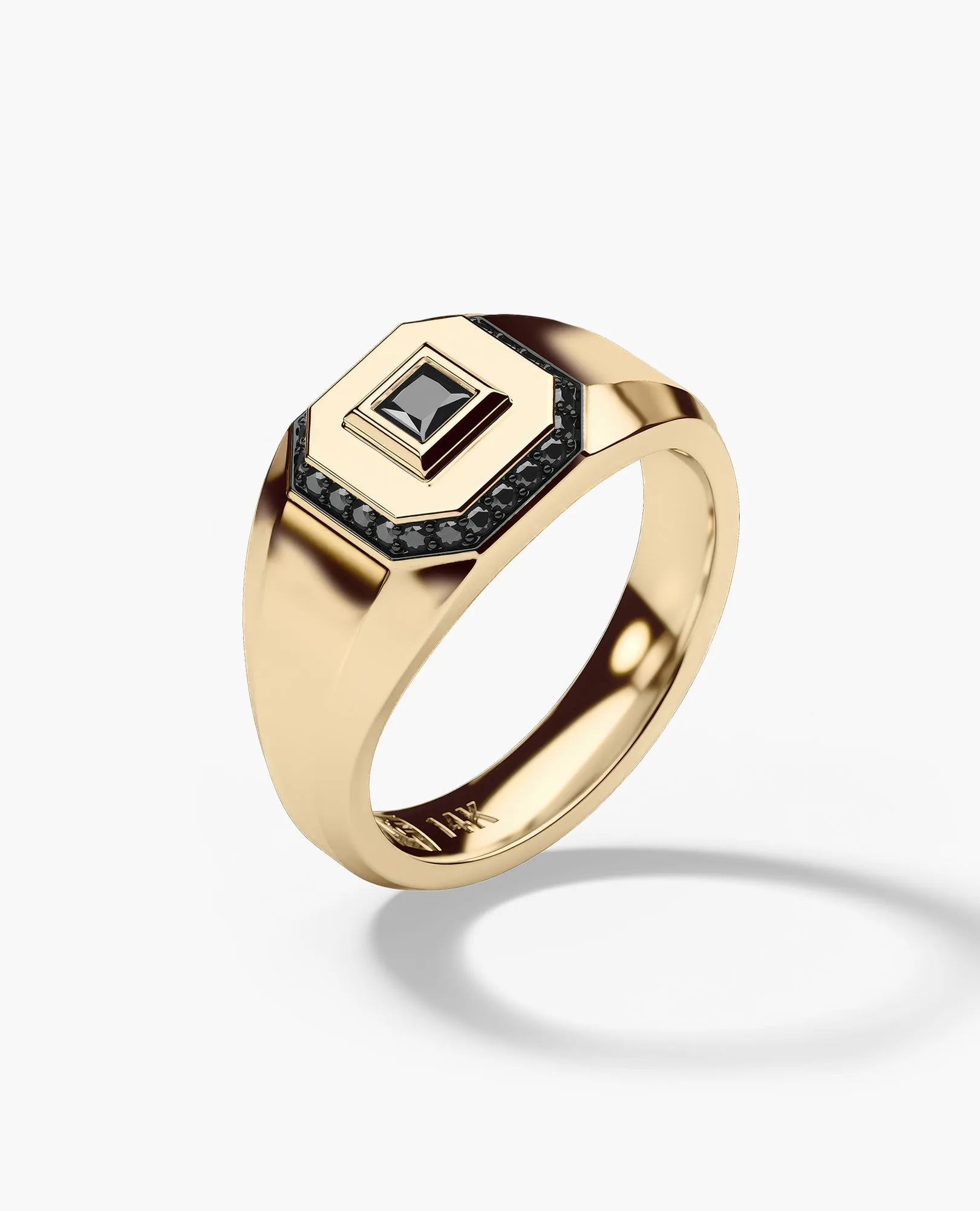LA PAZ Gold Signet Ring with 0.20ct Black Diamonds