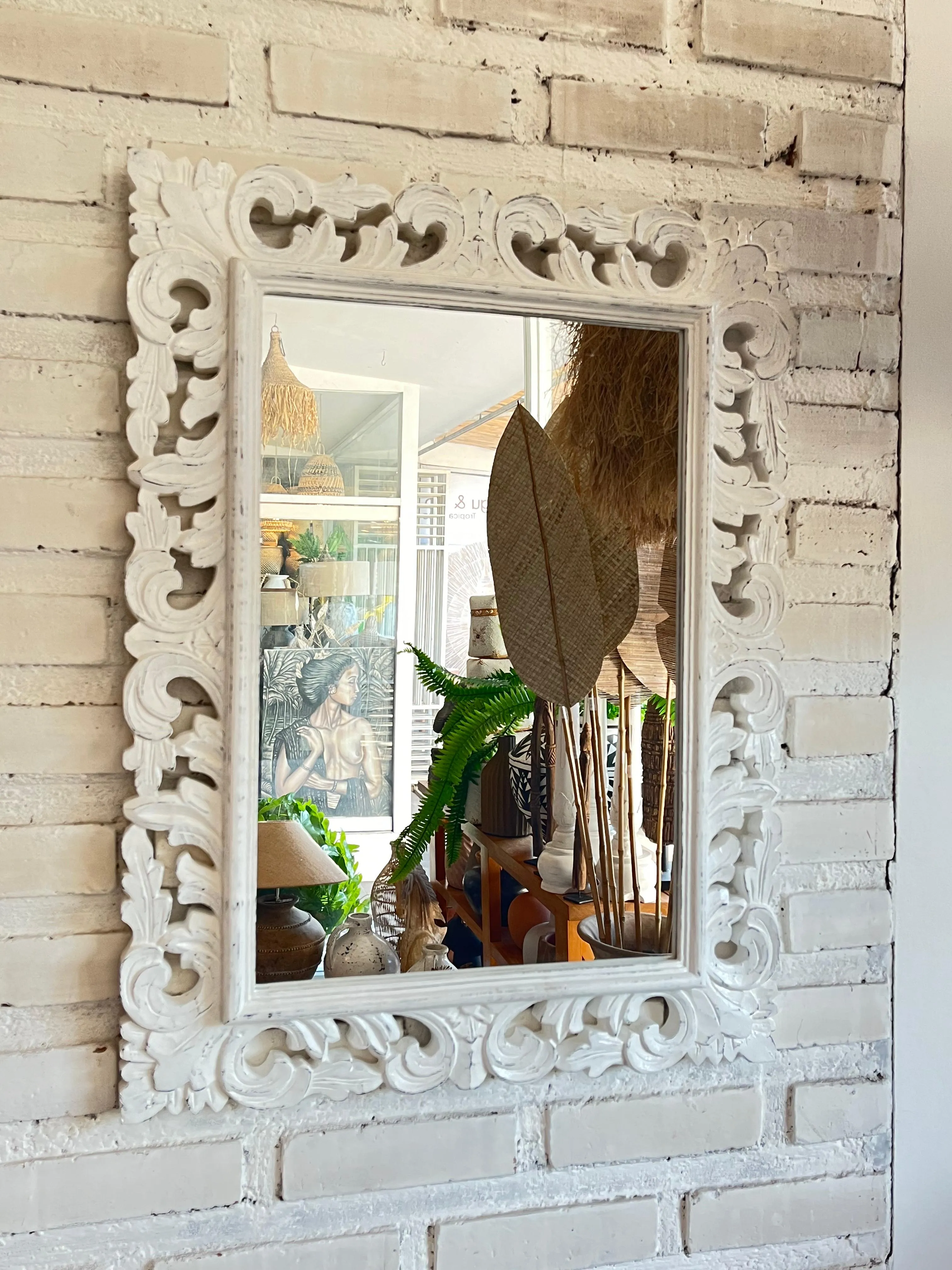 Large Antique Ornate Carved Wooden Mirror