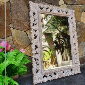 Large Antique Ornate Carved Wooden Mirror