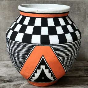 Large Tribal Pattern Terracotta Pot
