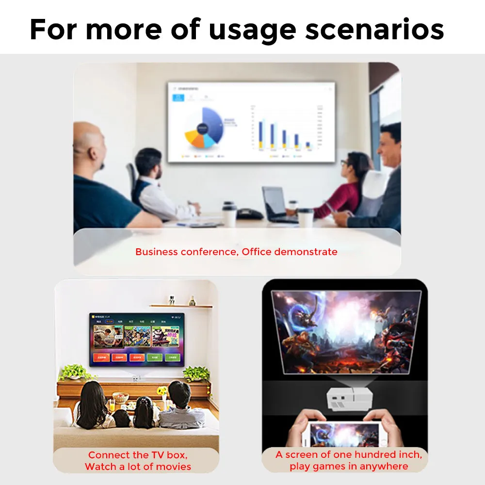 LED Projector 100 Lumens 1080P Full HD Mini Portable Movie & Gaming Projector for Home Cinema