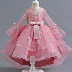 LS6083 2 to 9 Years Baby Bithday Dress Autumn New Long-Sleeved Princess Dress Flower Girl Wedding Dress Girl Dress