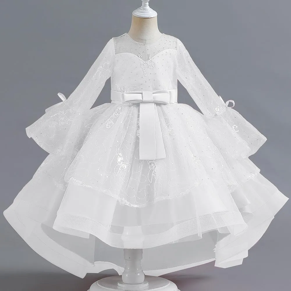 LS6083 2 to 9 Years Baby Bithday Dress Autumn New Long-Sleeved Princess Dress Flower Girl Wedding Dress Girl Dress
