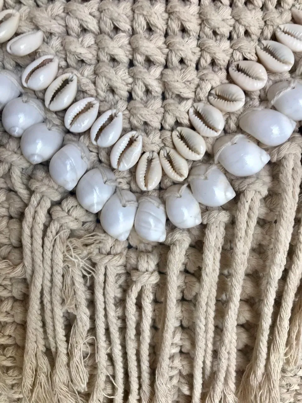 Macrame Cushion With Shell & Fringe