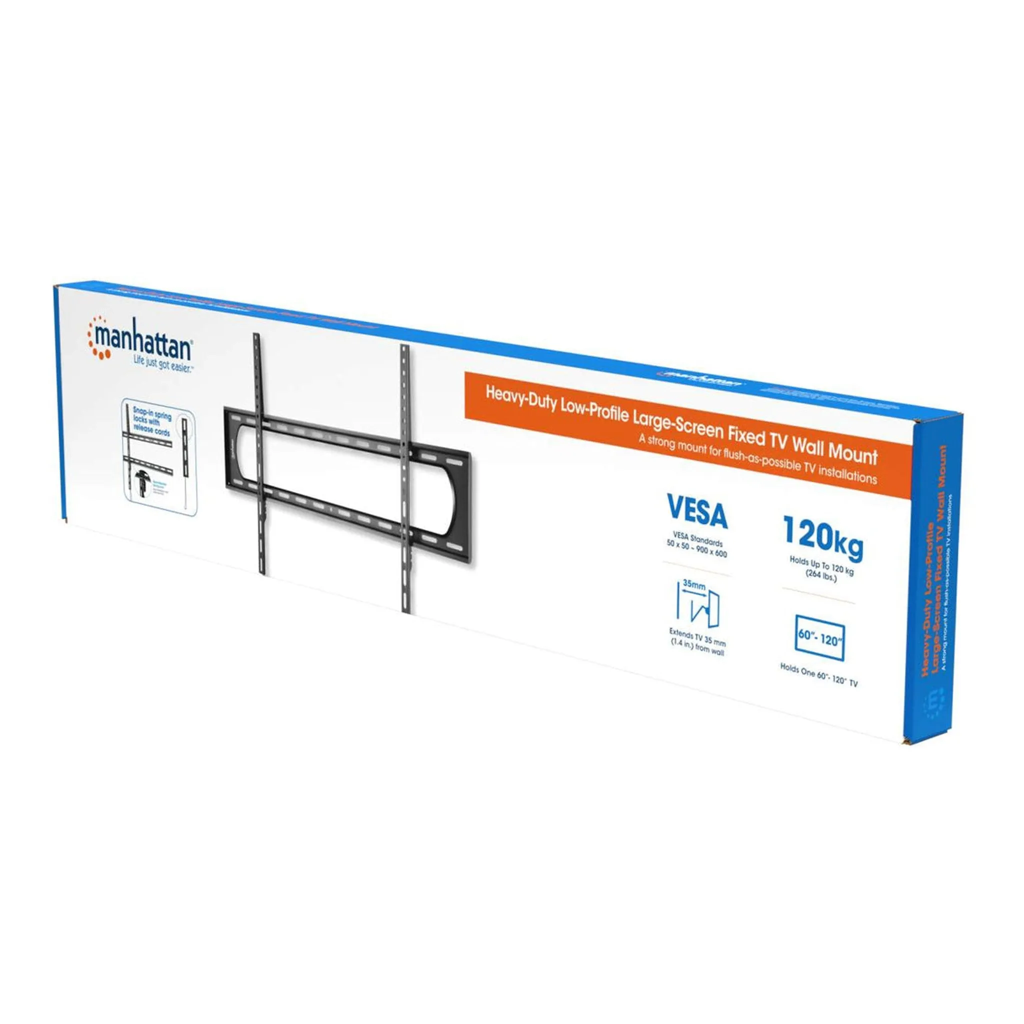 Manhattan 461917 60" to 120" Heavy-Duty Low-Profile Large-Screen Fixed TV Wall Mount