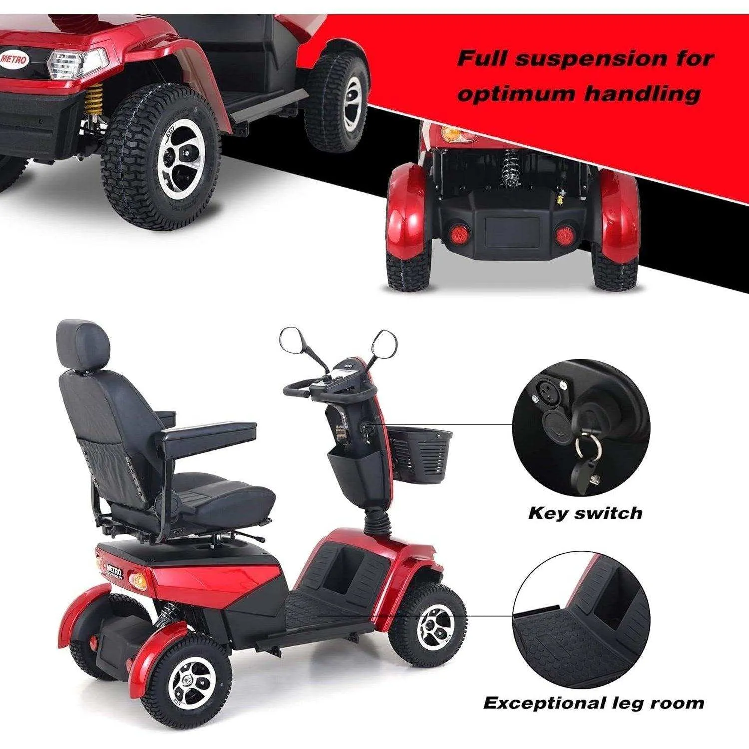 Metro Mobility S800 Series 4-Wheel Heavy Duty Travel Mobility Scooter