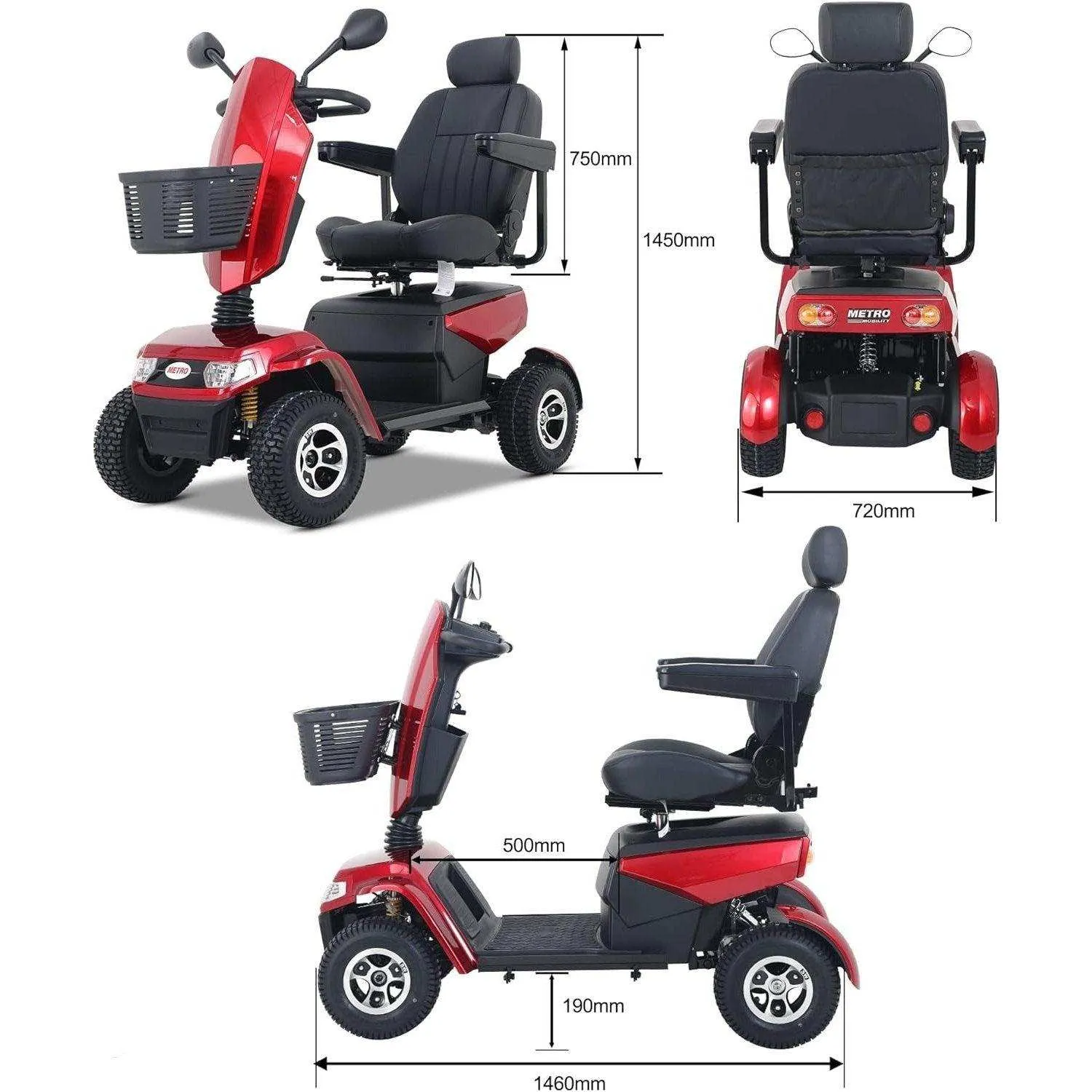 Metro Mobility S800 Series 4-Wheel Heavy Duty Travel Mobility Scooter