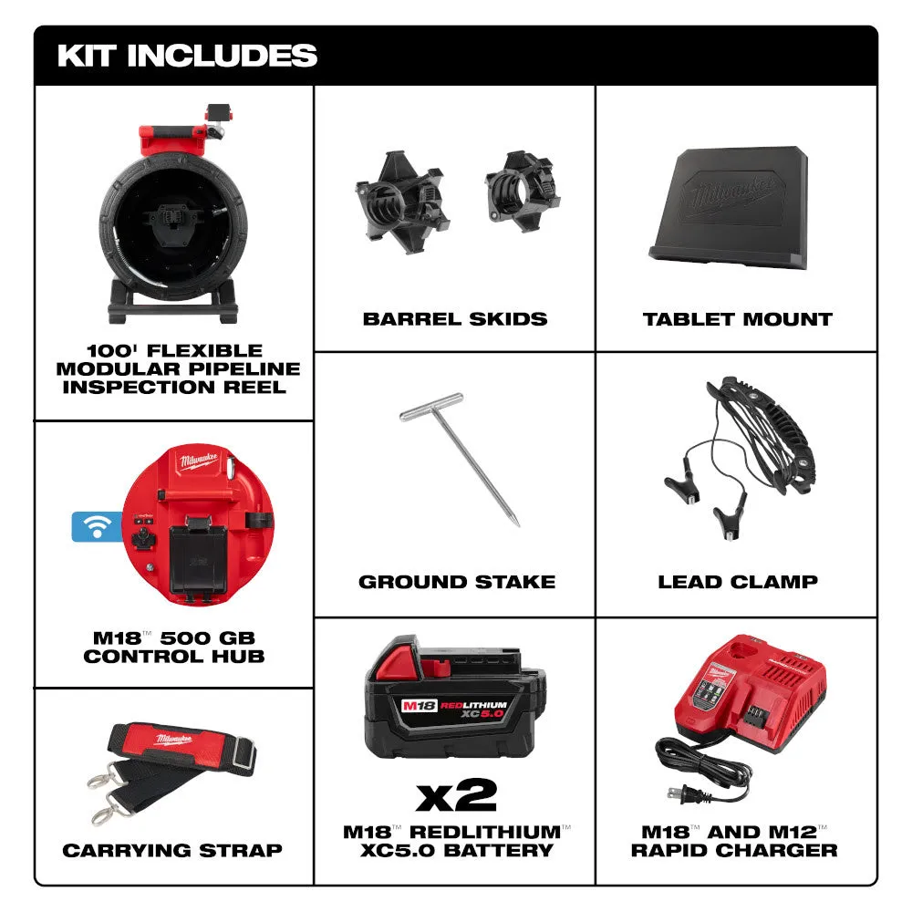 Milwaukee 3972-22 M18 100' Flexible Modular Pipeline Inspection System