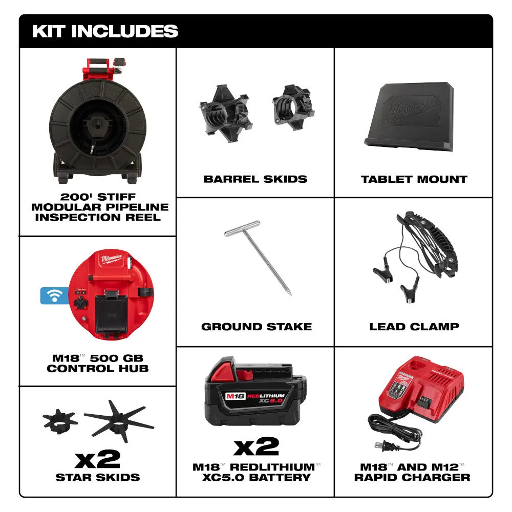 Milwaukee 3974-22 M18 200' Stiff Modular Pipeline Inspection System