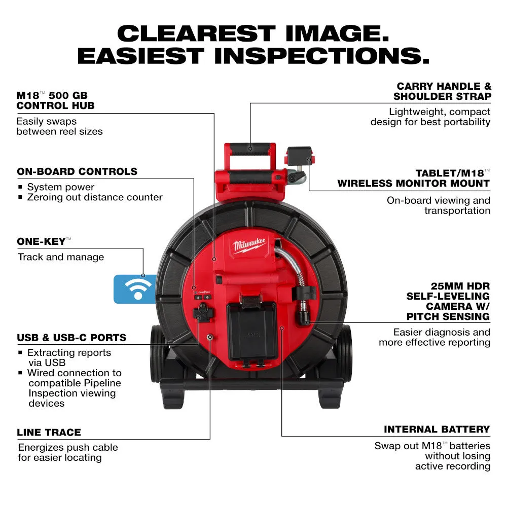 Milwaukee 3975-22 M18 200' Mid-Stiff Modular Pipeline Inspection System