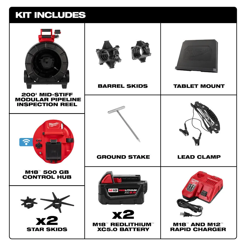 Milwaukee 3975-22 M18 200' Mid-Stiff Modular Pipeline Inspection System