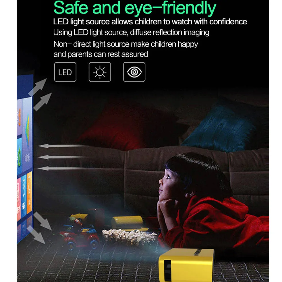 Mini Projector |100 Lumens/ Screen Size upto 80 inch| Native Res 360x240P| Home Theater Portable Projector for Kids/Small Room