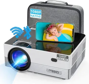 MOOKA Q6 Native 1080P WiFi Bluetooth Projector, Upgraded 8500L HD Video Projector, Carrying Bag Included, Support 4K & 300" Display, Silver