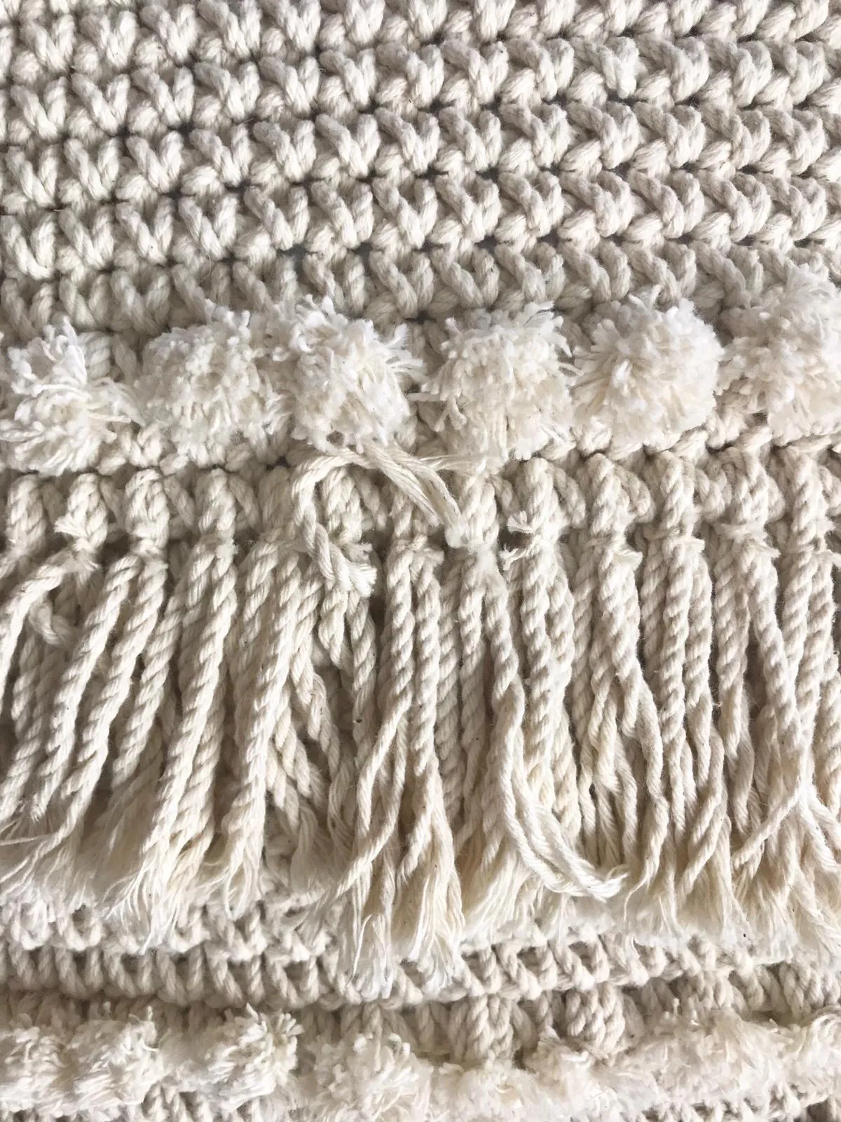 Natural Macrame Cushions With Mini-Poms