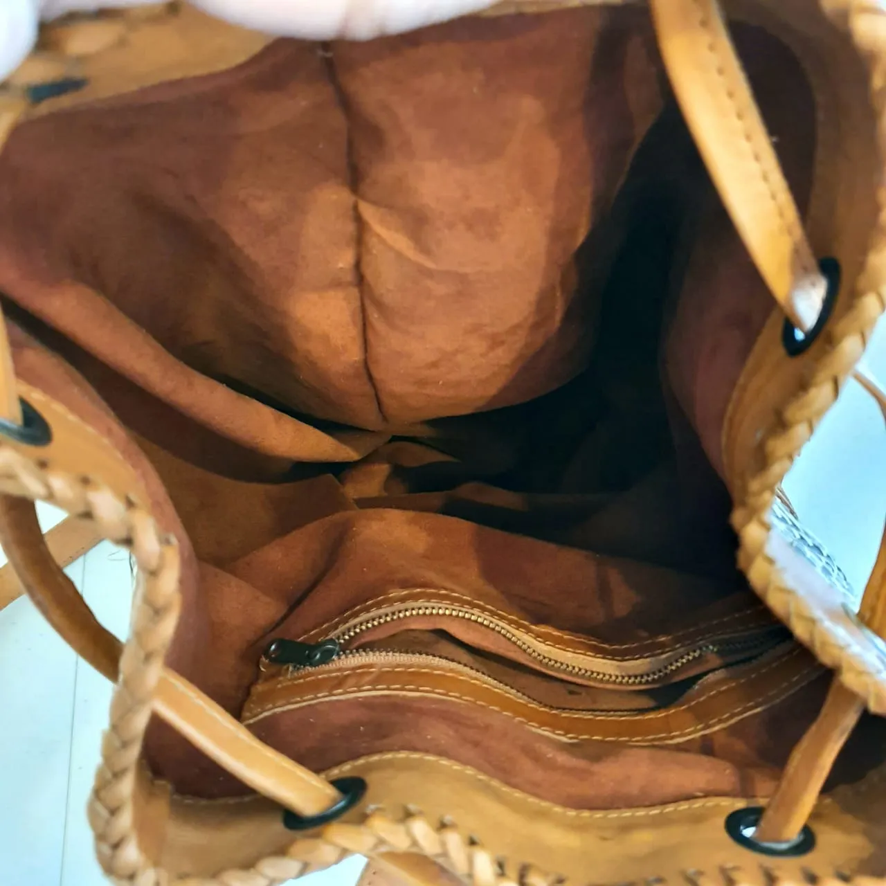 Natural Woven Bamboo Shoulder Bag With Ethnic Motif