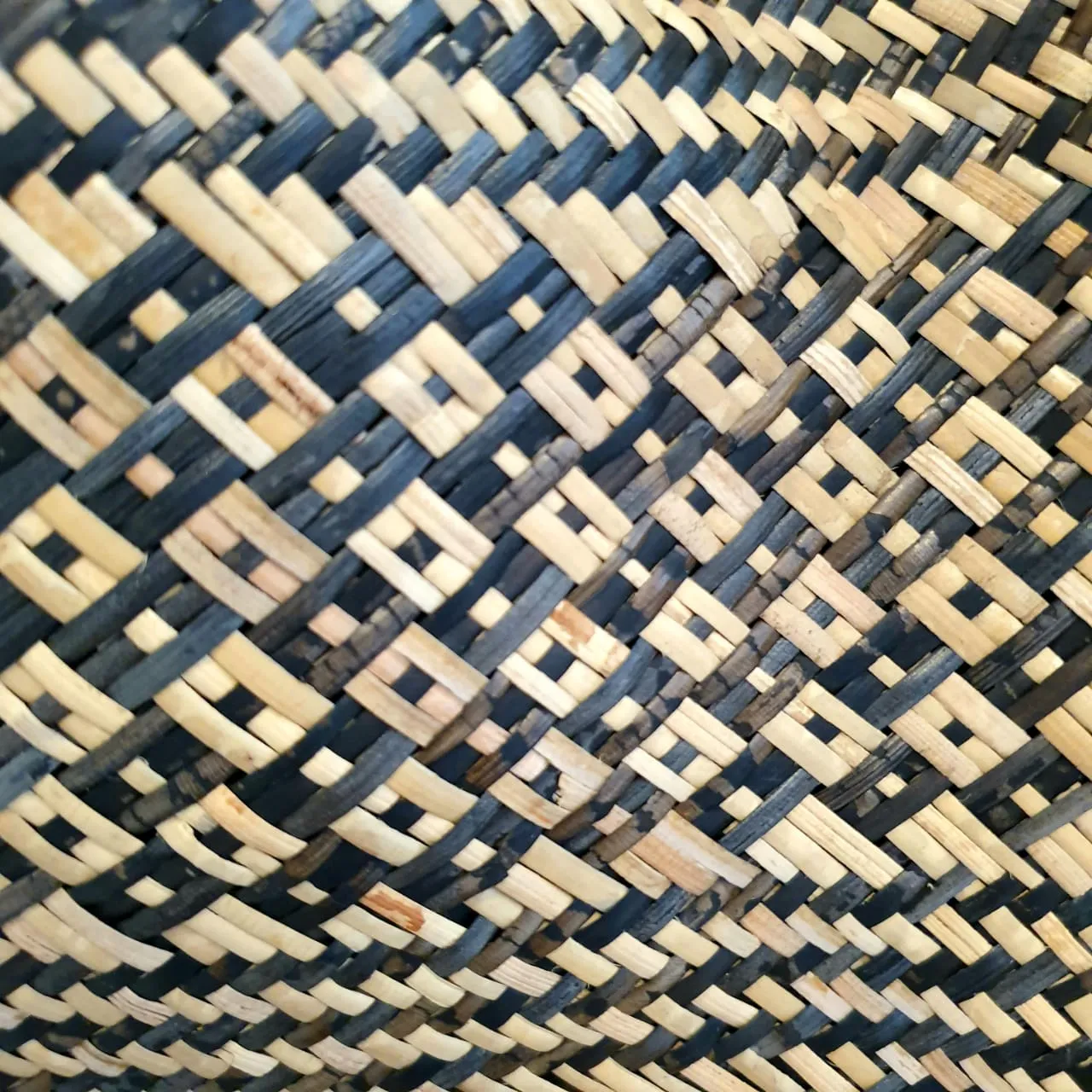 Natural Woven Bamboo Shoulder Bag With Ethnic Motif