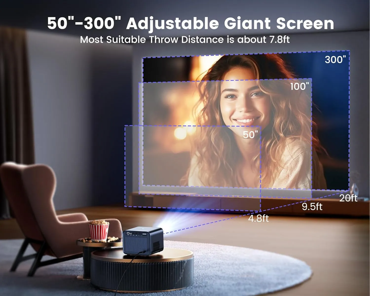 [Netflix Certified & Dolby Audio] 4K Projector with Wifi6 & Bluetooth,  700ANSI Native 1080P 6D Auto Focus & Keystone Home Theater Smart Projector, Outdoor Movie Projecor with Netflix 7000 Apps