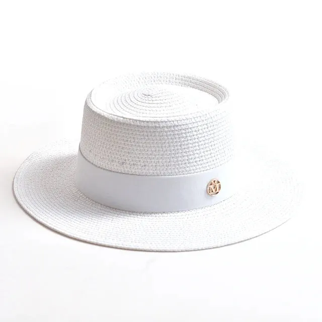 New Summer Straw Sun Hats for Women Ladies Fashion Flat Brim Ribbon Beach Hat Travel Dress Cap chapeau femme