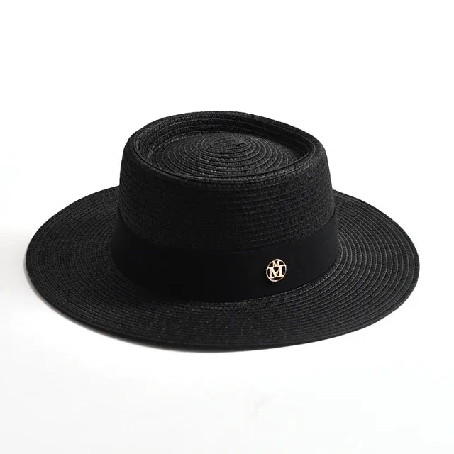 New Summer Straw Sun Hats for Women Ladies Fashion Flat Brim Ribbon Beach Hat Travel Dress Cap chapeau femme