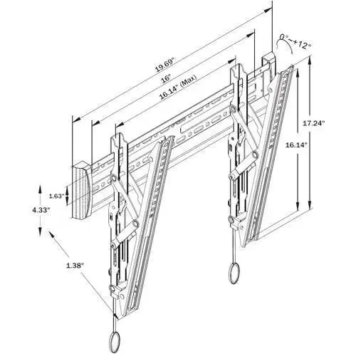North Bayou NBC2-T Flat Panel Tilt Wall Mount for 32"-65" up to 80 lbs TV