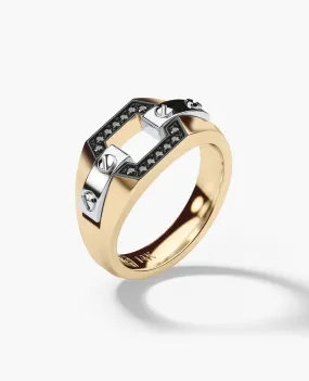 NORTHSTAR Gold Signet Ring with 0.10ct Black Diamonds