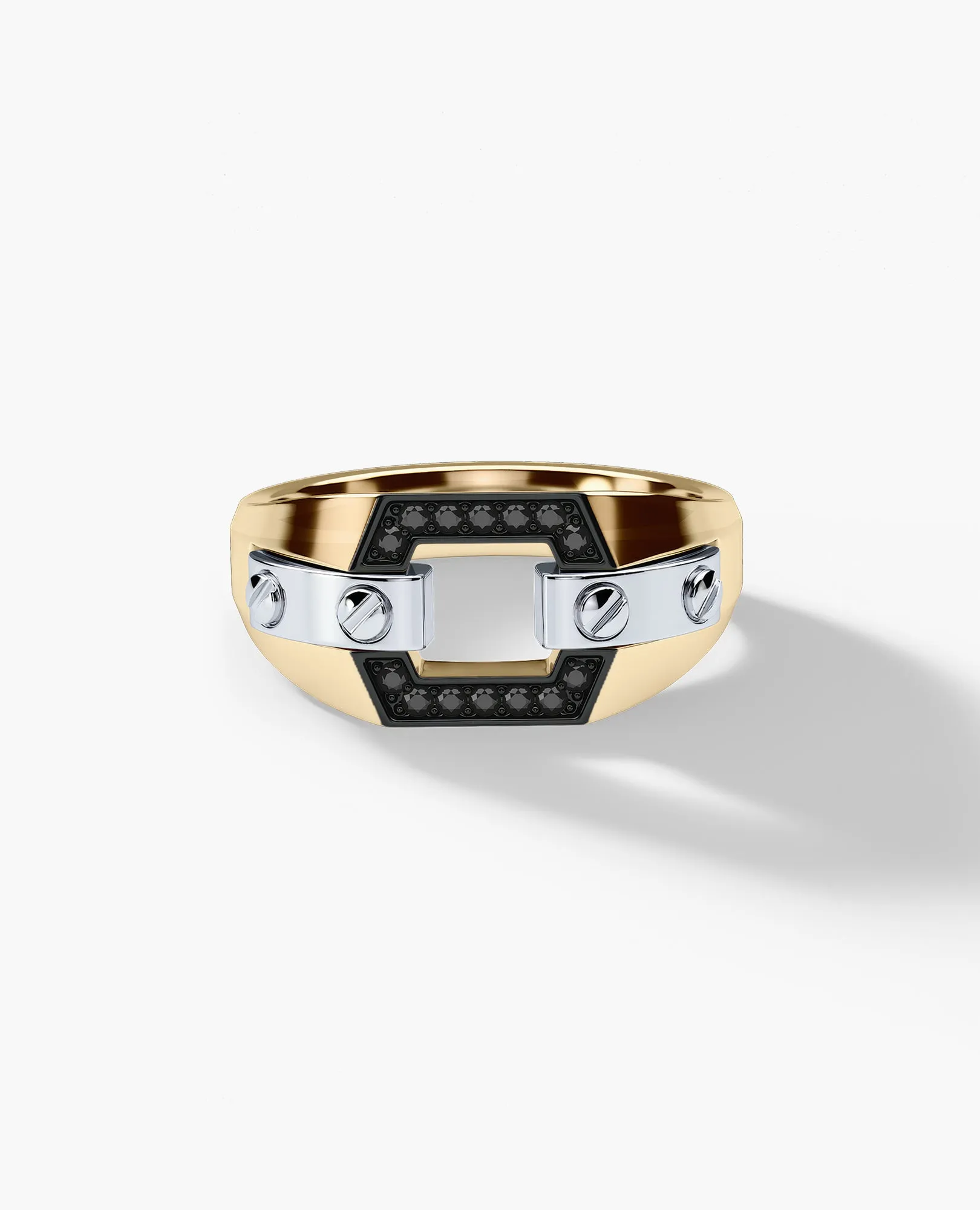 NORTHSTAR Gold Signet Ring with 0.10ct Black Diamonds