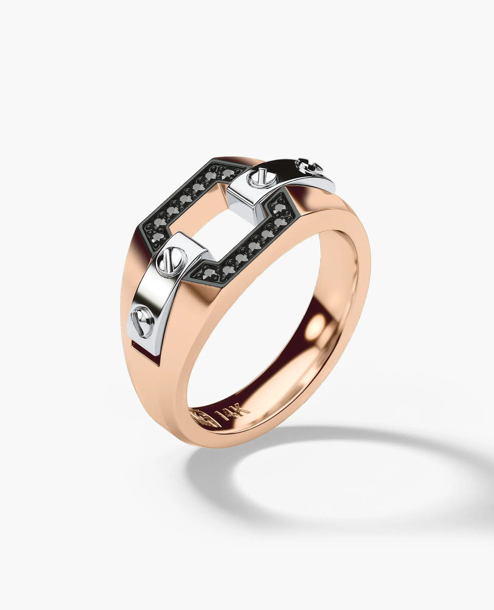 NORTHSTAR Gold Signet Ring with 0.10ct Black Diamonds