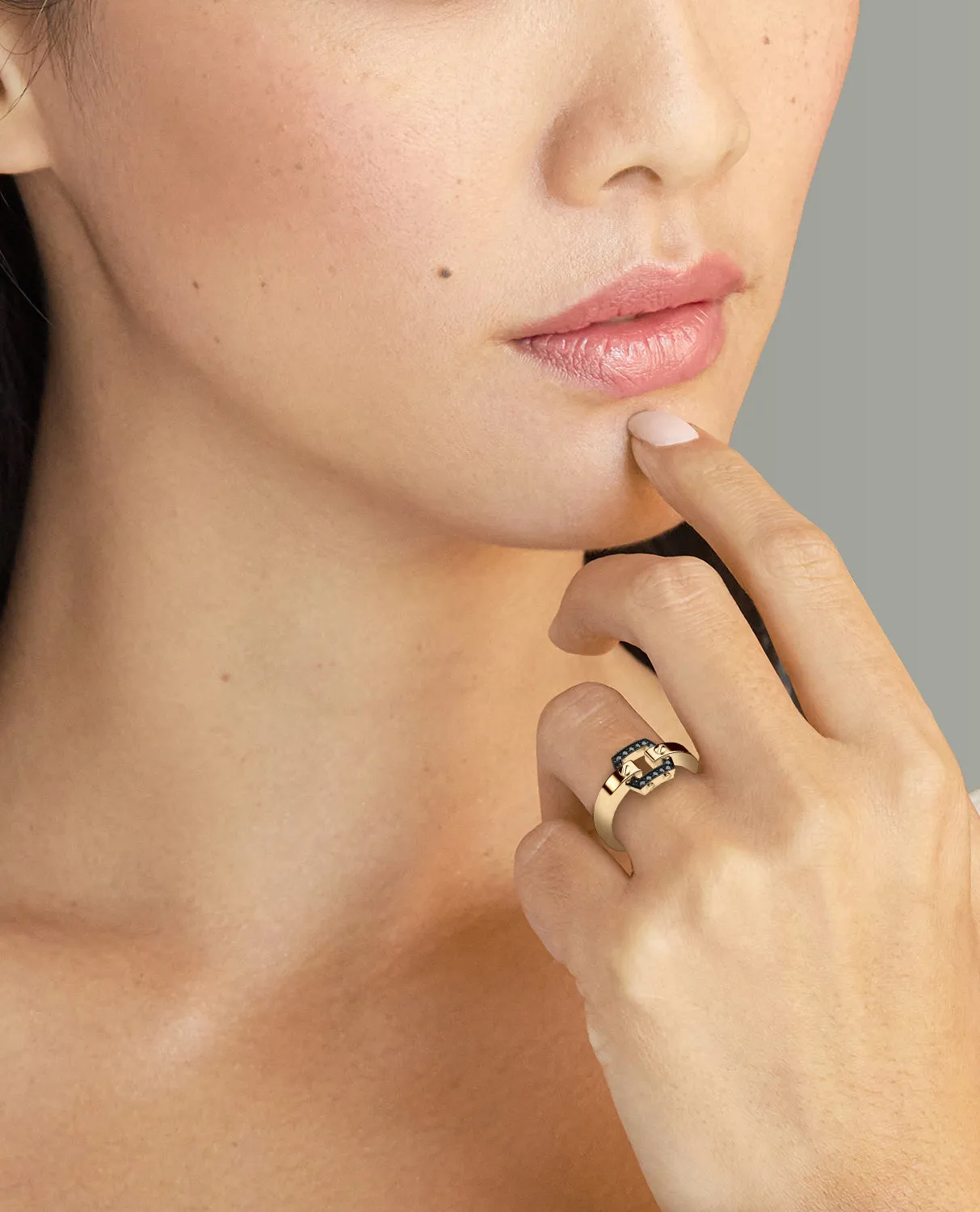 NORTHSTAR MINI Gold Ring with 0.15ct Black Diamonds