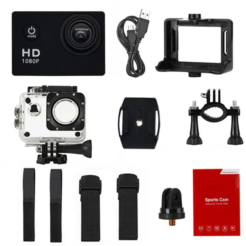 Outdoor Mini Sport Action Camera 30M 1080P Underwater Waterproof Helmet Video Recording Camera Outdoor Water Sports Cam