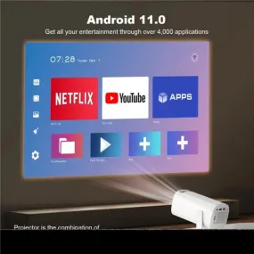 P30 1080P (150 ANSI) MINI 4K Android 11.0 DUAL WIFI AND BLUETOOTH 1GB 8GB PORTABLE PROJECTOR FOR HOME
