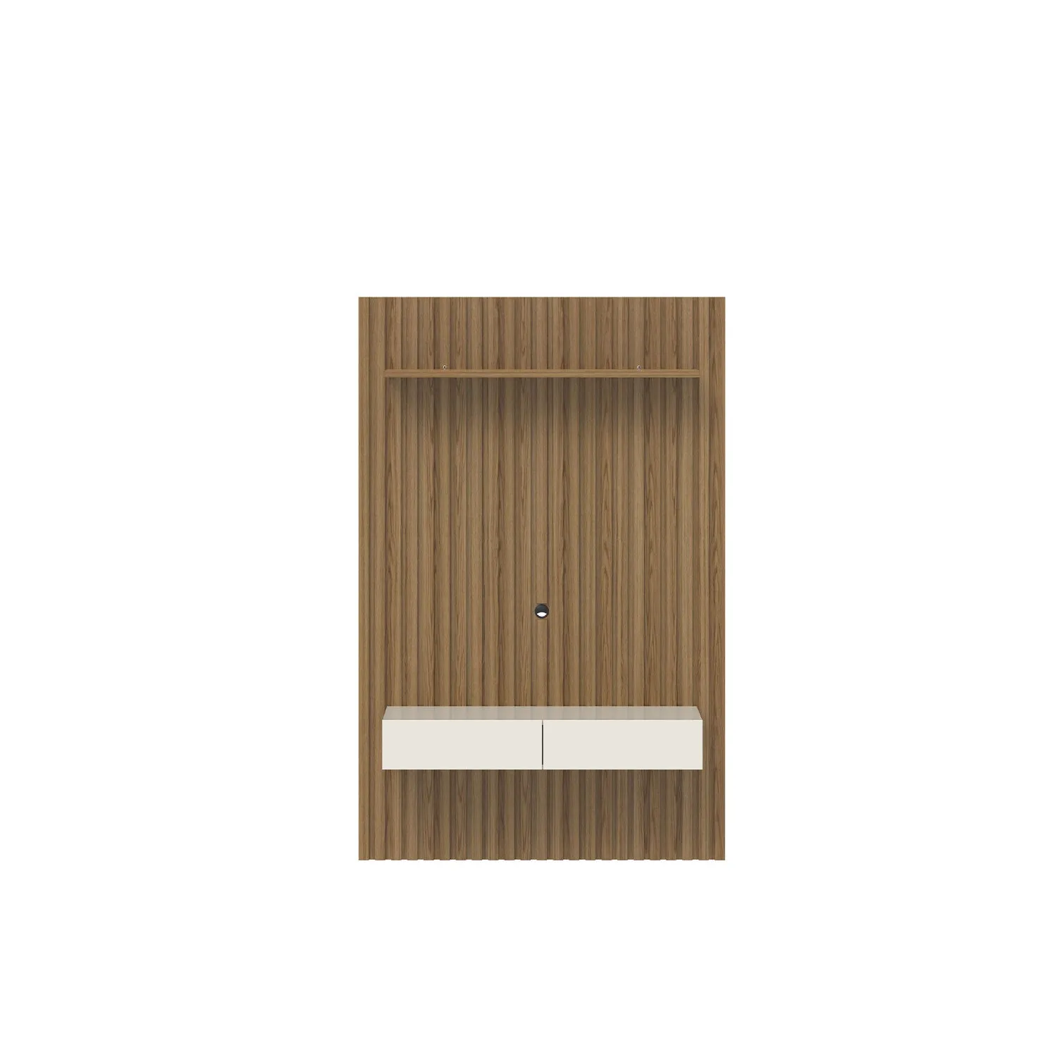 Painel Ripado para TV até 50” 1 Prateleira 2 Portas Aspen 143 cm - Freijó c/ Off White Fosco