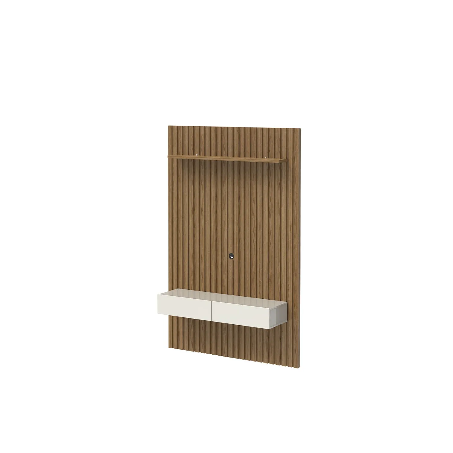 Painel Ripado para TV até 50” 1 Prateleira 2 Portas Aspen 143 cm - Freijó c/ Off White Fosco