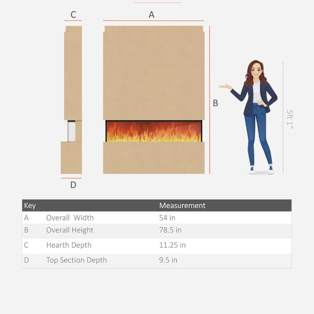 Phoenix 54" Pre-Built Media Wall Fireplace - Electric Fire Package