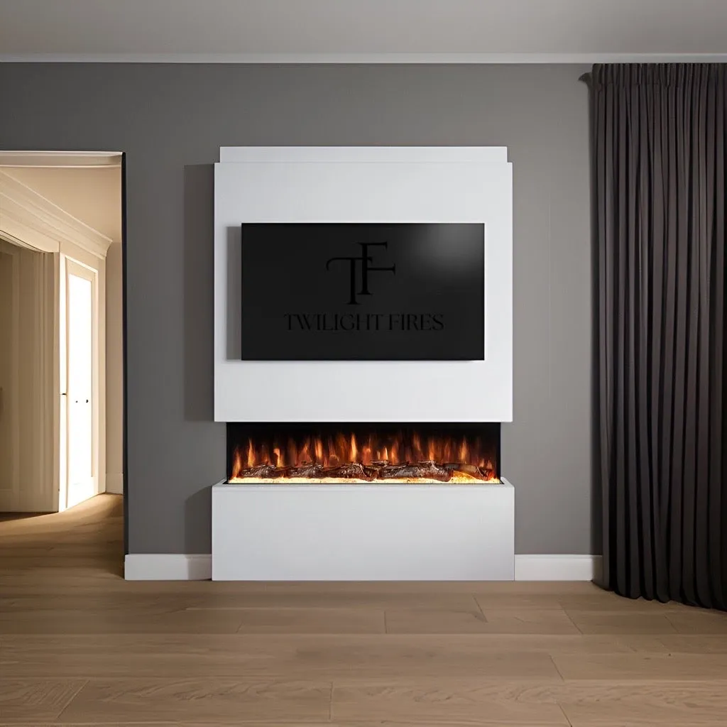 Phoenix 54" Pre-Built Media Wall Fireplace - Electric Fire Package