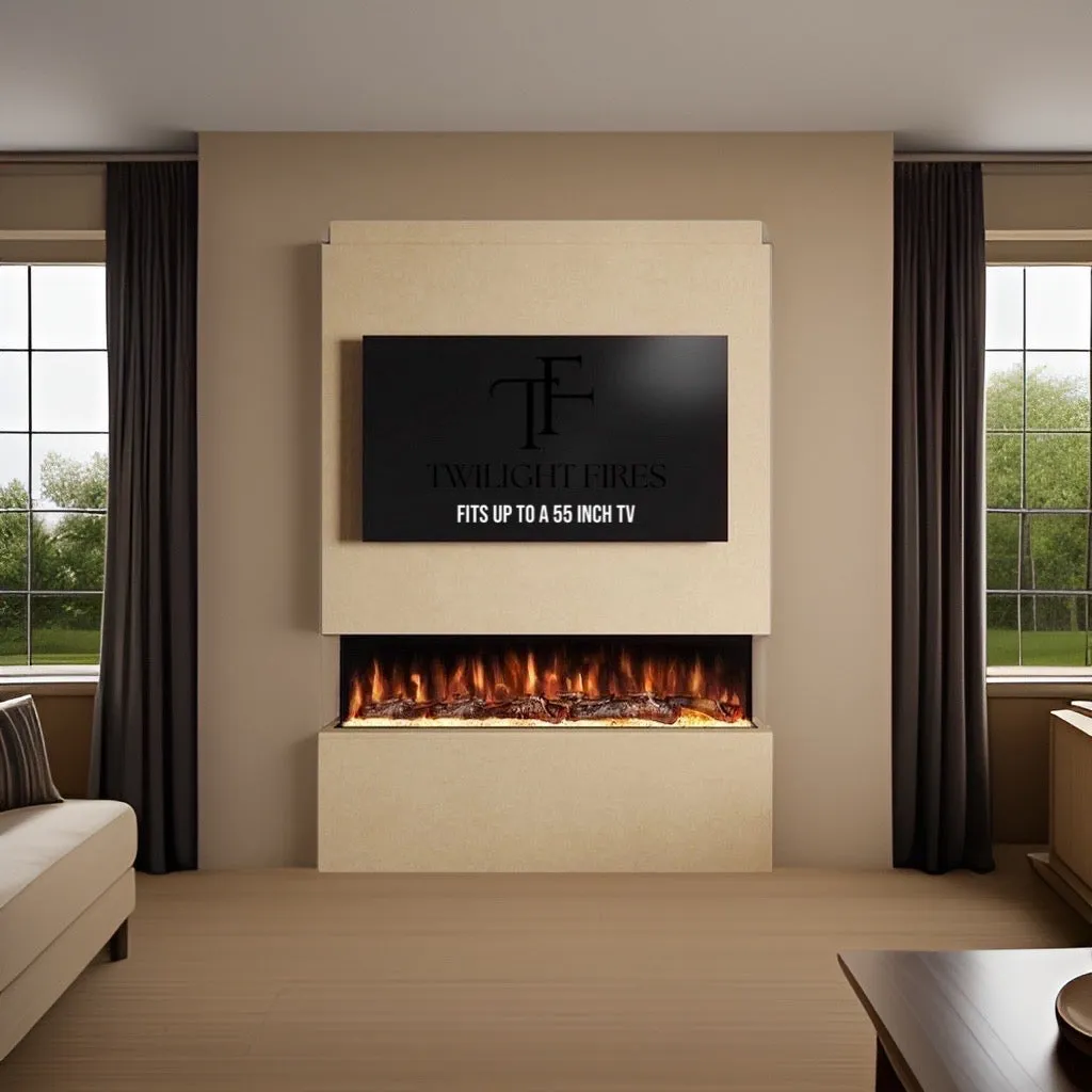 Phoenix 54" Pre-Built Media Wall Fireplace - Electric Fire Package