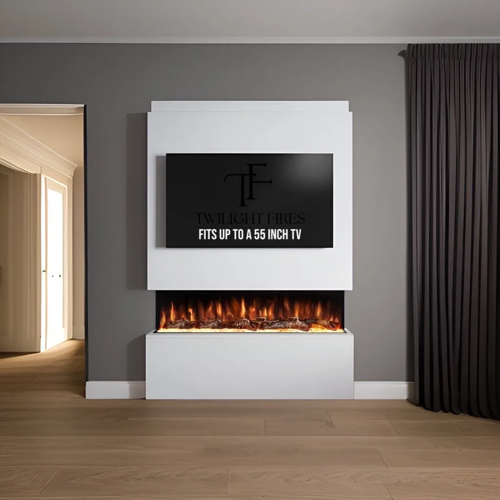 Phoenix 54" Pre-Built Media Wall Fireplace - Electric Fire Package