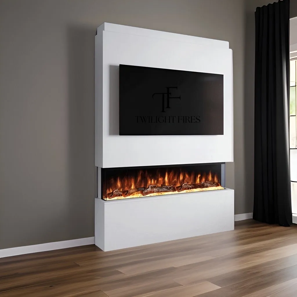 Phoenix 54" Pre-Built Media Wall Fireplace - Electric Fire Package