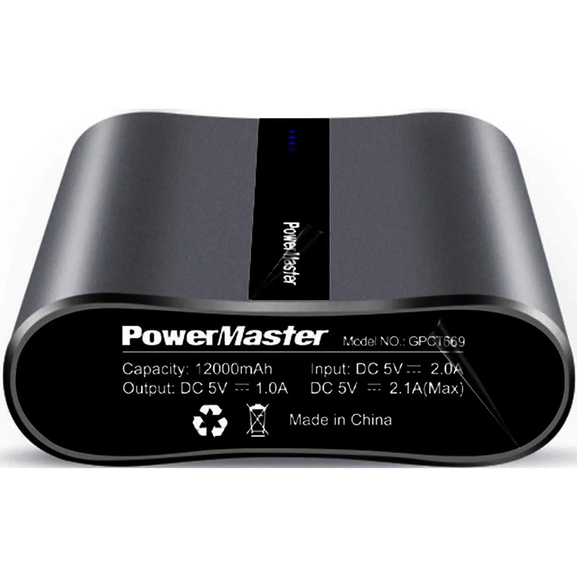 Powermaster 12000mAh Portable Charger with Dual USB Ports 3.1A Output