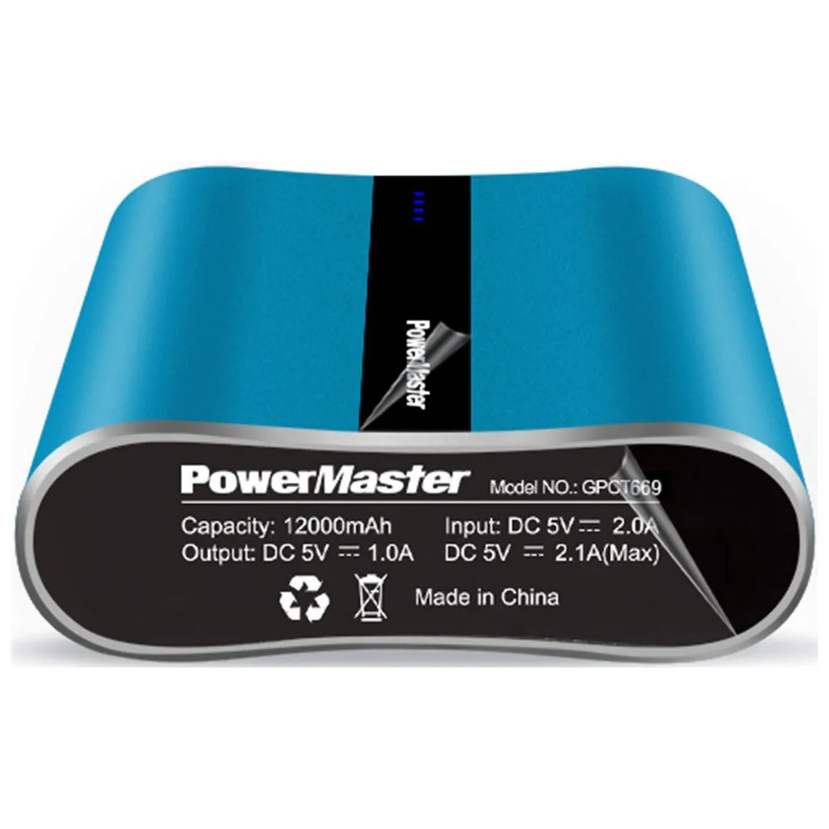Powermaster 12000mAh Portable Charger with Dual USB Ports 3.1A Output