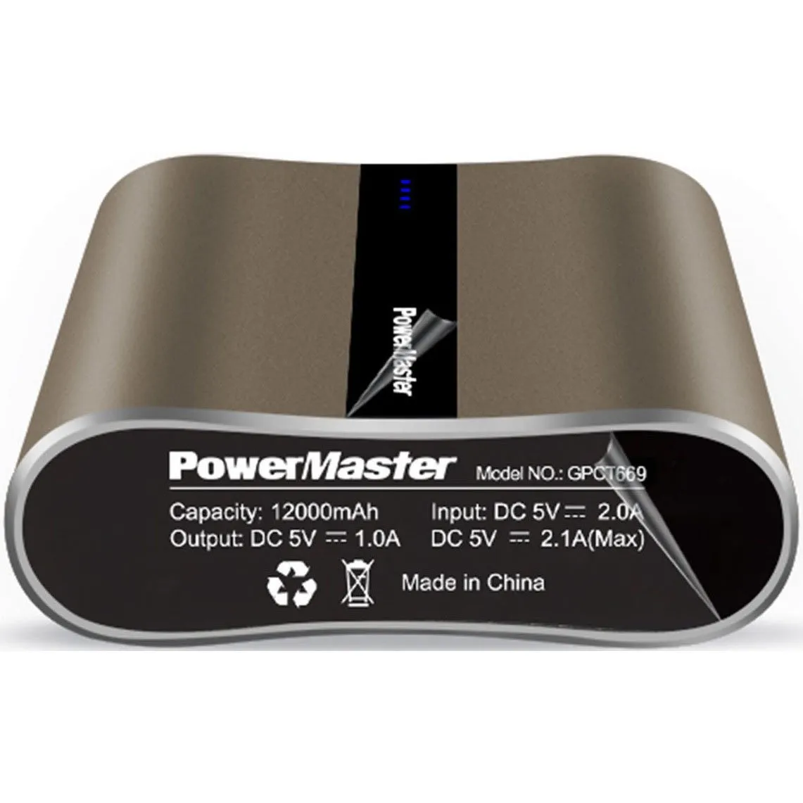 Powermaster 12000mAh Portable Charger with Dual USB Ports 3.1A Output