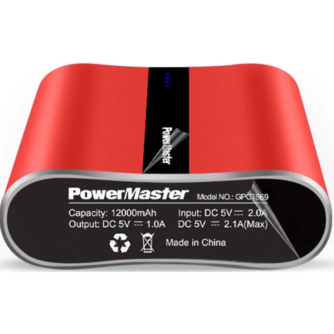 Powermaster 12000mAh Portable Charger with Dual USB Ports 3.1A Output