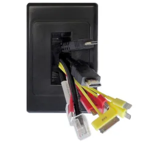 PRO2 Wall Plate Wallplate with Brush Outlet Cover For Cable Lead (Black)