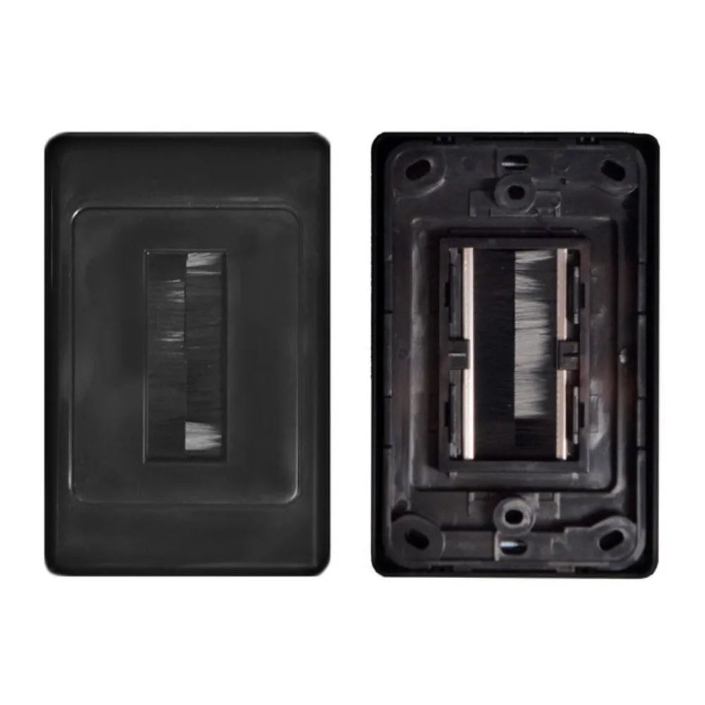 PRO2 Wall Plate Wallplate with Brush Outlet Cover For Cable Lead (Black)